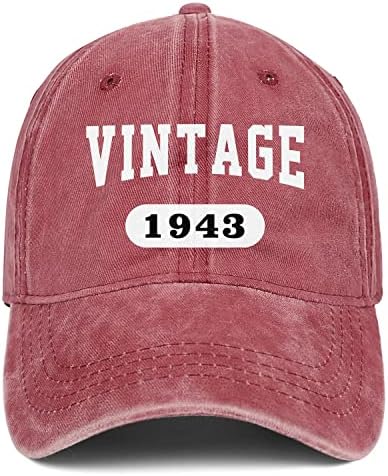 Presentes de aniversário de 80º aniversário para homens HATS MOMANOS 1943 Vintage Bongered Bordered Baseball Cap