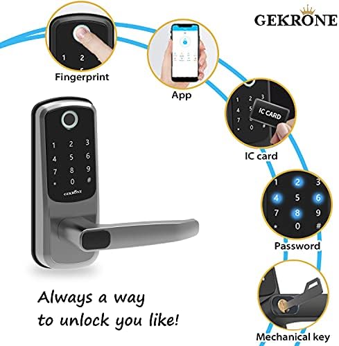 GEKRONE SMART LOCK LUCKCREEL Bluetooth Electronic Deadbolt Porta Lock Compatível com petiscos, aplicativo, FOBs, códigos de