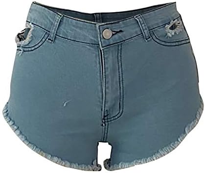 Os vestidos curtos de míshui femininos hem jeans de jeans rasgado jeans estriados shorts shorts shorts femininos para o verão sob