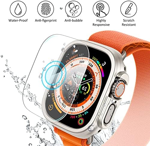 [3+3pack] Chanchy Compatível com a caixa de protetor de tela Apple Watch Ultra 49mm, capa de pára -choques de filme de vidro