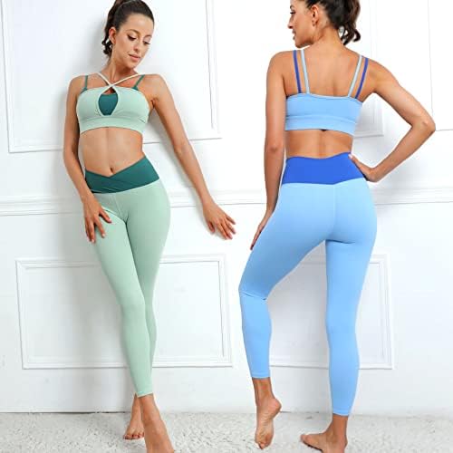 Echeson 2 conjuntos de calças de sutiã ioga ioga de ioga esportiva respirável de duas peças