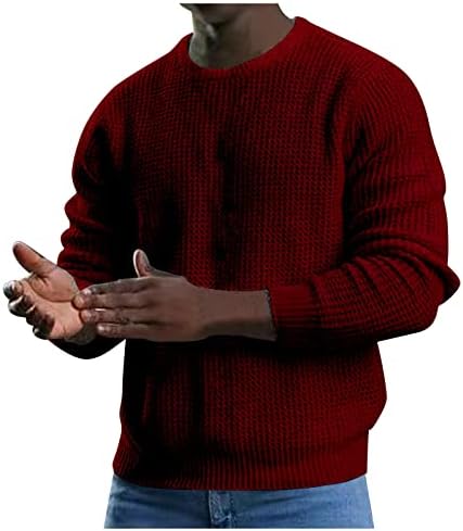 Suéter ymosrh masculino suéter de moda sólida pescoço redondo de manga longa malha de suéter de masculino de torre