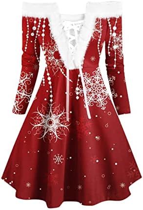 Vestidos de Natal Wanyng para mulheres Vestido de colarinho de festa casual para mulheres vestido de convidado de casamento
