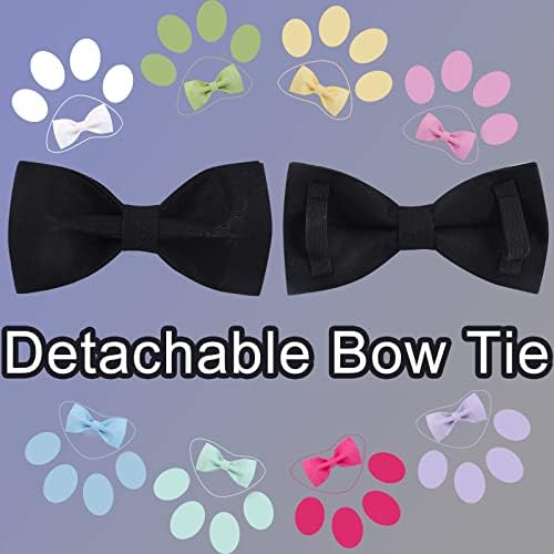 UP URARA PUP Black Dog Collar com gravata borboleta, colarinho de algodão confortável com fivela de metal para cães