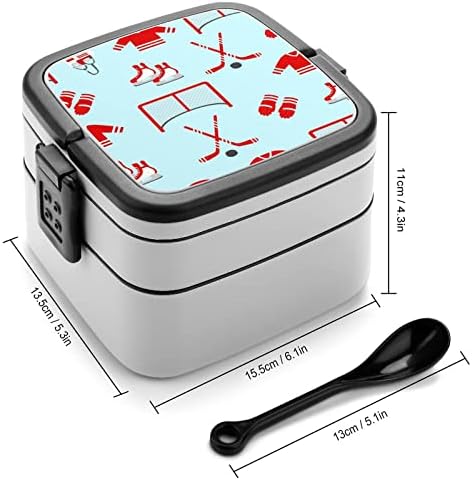 Ice Hockey Puck Imprima tudo em um recipiente de almoço adulto de uma caixa bento com colher para escola /trabalho /piquenique