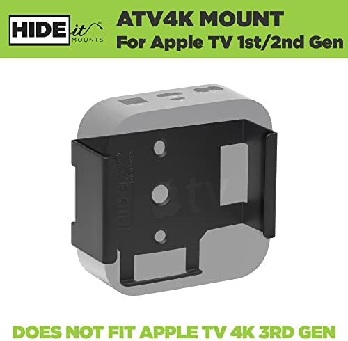 Hideit Mounts ATV4K Mount for Apple TV 4K, American Company - Aço da parede de aço para Apple TV 4K - Compatível com Apple TV HD, Apple TV 4K 1st e 2nd Gen, não compatível com 2022 Apple TV 4K 3ª geração