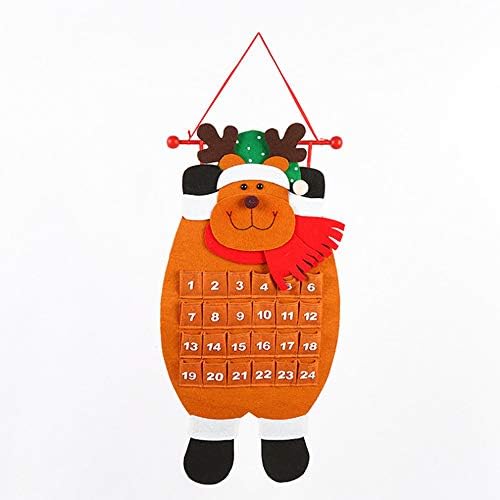 Calendário do advento de Natal de Santa, 3D Felt Soliving Advent Calendário de 24 dias Countdown reutilizável para o calendário de Natal para crianças da parede decoração de parede decoração de Natal Decoração de escritório