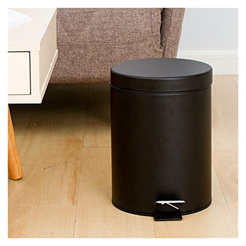 Zyjbm lixo silencioso preto pode sala de estar doméstica banheiro banheiro conveniente, lixo de lixo de cozinha de caçamba de limpeza com tampa
