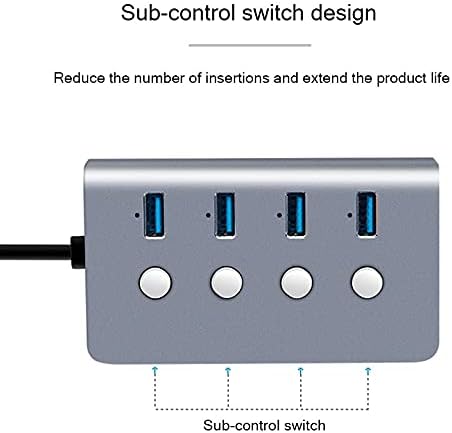 SXDS SUB-CONTROL SWITCH 4-PORT USB 3.0 Hub Aluminium Liga de alumínio até 5 Gbps Multi USB Splitter para laptop de mesa
