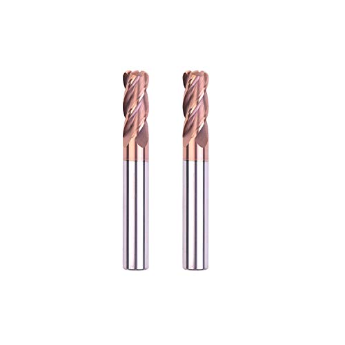 2 peças - Raio de canto Mills de corte diâmetro 4,0 mm, comprimento longo 75 mm, 1,0 mm de canto Raidus, 4 flautas, cortador de moagem HRC 55 para ferro fundido de metal de aço
