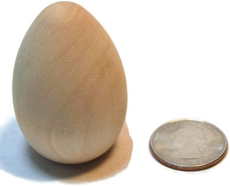 TH SMART - Conjunto de 12 ovos de madeira inacabados/ovos de madeira/dezenas de ovos/ovos de Páscoa DIY - ovos de 2 polegadas - ovos de galinha - Projeto de Páscoa divertido