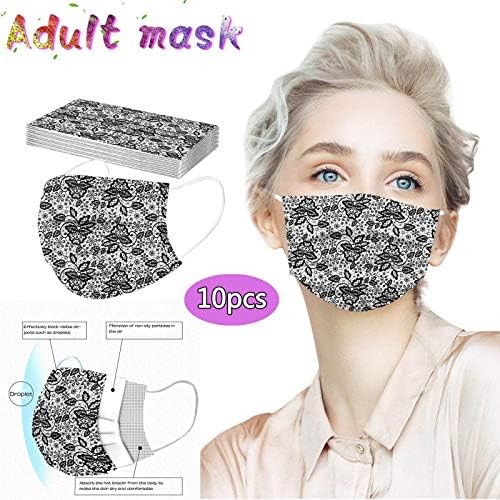 Adulto 10/100 pacote renda de renda impressa face_masks de 3 by-blys face_proteção com alça de ouvido elástica