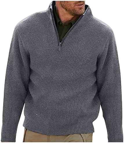 Sweater Ymosrh masculino Men's Casual Comfort Quarter zip espessura no início do outono veado suéter top masculino suéter de