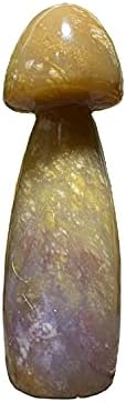 Yclin Natural Crystal amarelo calcedônia pequena cogumelo esculpir ornamentos pequenos vasos de flores decoração