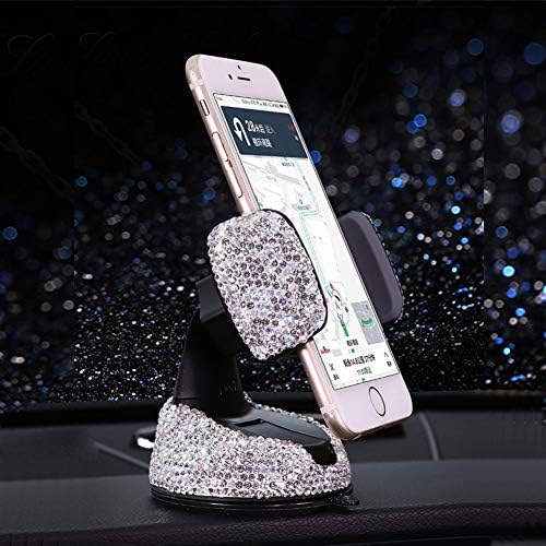Portador de celular Morechioce, Bling Glitter Rhinestone Decoração do smartphone de carro 360 ° Rotation Dashboard