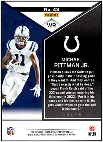 Michael Pittman Jr. 2022 Panini Rookies and Stars 43 nm+ -mt+ NFL Football Colts
