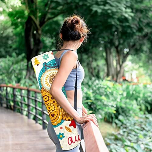Saco de tapete de ioga com alça de ombro ajustável Saco de transporte de ioga de ioga para mulheres de coruja, 6,7x33.9in/17x86