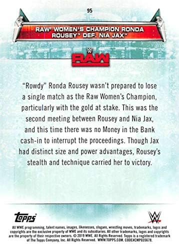 2019 Topps WWE Women's Division 95 Campeão Feminina Raw Ronda Rousey Def. Nia Jax Wrestling Trading Card