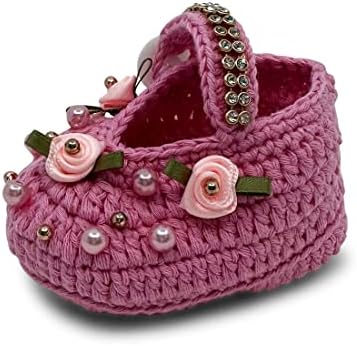 Botas de bebê com malha glam nascida - sapatos de garotas recém -nascidas de malha de mão