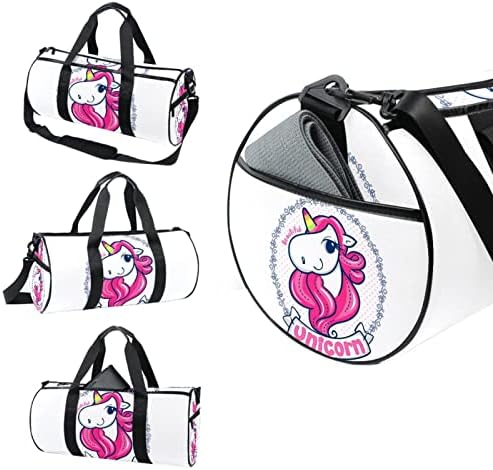 Mamacool Unicorn Girl com cabelos rosa em flor Duffel ombro de transporte de lona Bolsa de viagem para ginástica Dança da dança