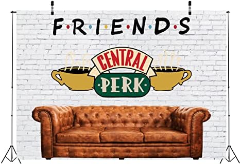 LOCCOR FAST 10X6.5ft Central Perk Friends Tema tema Retro Pub Sofá e café Branco Branco Photography Backgry Friends 30th Birthday Party Decoration for Adult Retrat Photo Booth adereços