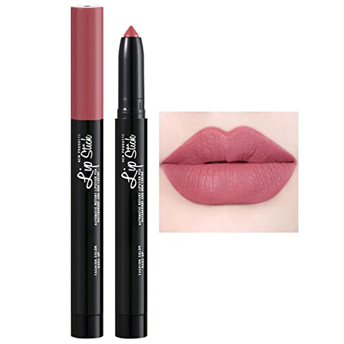 WGUST 01 Crush Lip Gloss Lipstick Velvet Veludo Feminino Pasta de caneta Rosa com Lápis Sharpador Automático Lobo Lip Lip Non