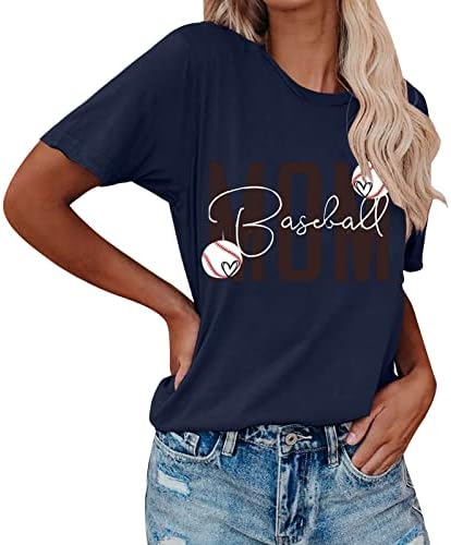 Mulheres tops da moda, tees gráficos de beisebol de beisebol fofo de beisebol de verão de manga curta de manga curta Tops de esportes