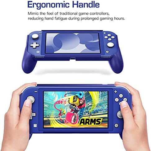 Moko Grip para Nintendo Switch Lite, Ergonomic & confortal Hand Grips Case Caixa Nintendo Switch Lite Grips, Suporte à prova de choque protetor de punho de punho de luz durável, azul