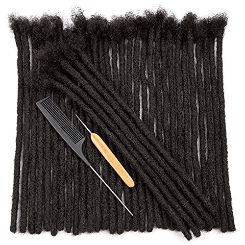 Lovenea Human Hair Dreads Extensions 100 fios de 10 polegadas Full Handmade Locs Extensões podem ser tingidas branqueadas e enroladas 0,6 cm de largura de preto natural
