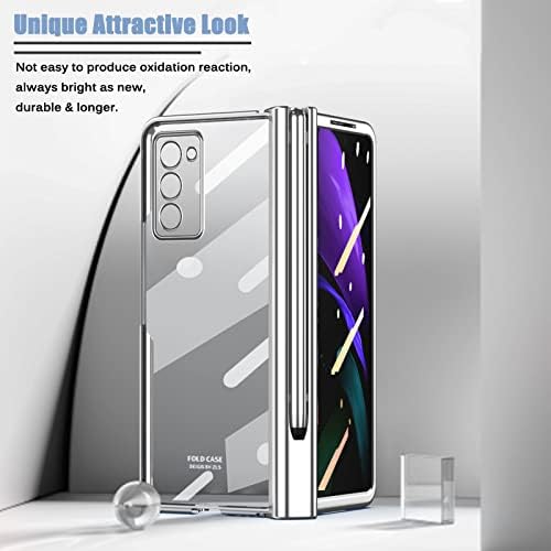 Miimall Compatível para Samsung Galaxy Z Fold 2 Caixa com S Pen, S Pen Holder+Tampa da tela de vidro temperado+revestimento de revestimento