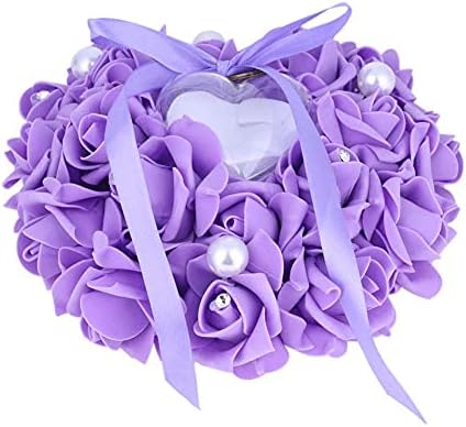 Pillow de anel de casamento de Yosoo, 15x13cm Coração em forma de coração Caso de travesseiro de travesseiro romântico Casamento de rosa romântico Caixa de casamento Favores de casamento
