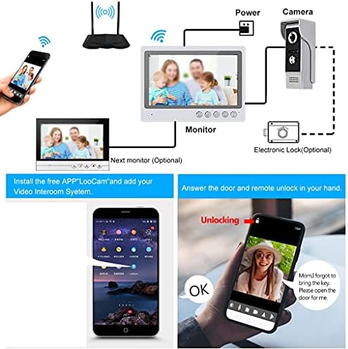 N/A 9 polegadas de vídeo do vídeo de porta de vídeo Sistema de intercomunicação para a porta da porta da porta da porta de campainha com a câmera com fio + desbloqueio remoto