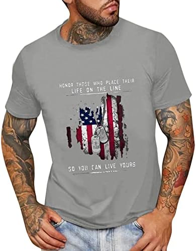 HDDK Soldier Soldier Camisetas patrióticas de manga curta, verão American Flag Print Crewneck Independence Day Casual Tee Tops