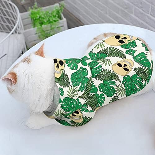 Folhas de crânio Camisa de uma peça de uma peça de cachorro na moda com acessórios para animais de estimação