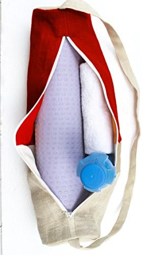 AMORE BEAUTE artesanal de ioga Mat Bag - Red Burlap Gym Bags em Design de bloco de cores contemporâneo - Tote de ioga - Saco