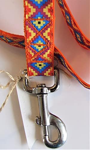 Feito à mão personalizada nos EUA Orange Aztec com arnês de colarinho de diamantes azuis e colarinho de colarinho