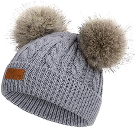 American Trends Baby Beanie Hat Double pom pom beanies malha tricotar toupas de chapéu de inverno para meninos meninas