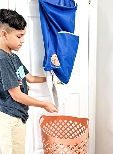 Sobre a porta, cesto de lavanderia para o quarto de lavanderia de basquete - cesto de lavanderia infantil divertido com compartimento de meia para cesto de basquete para o quarto dos garotos - cesto de crianças