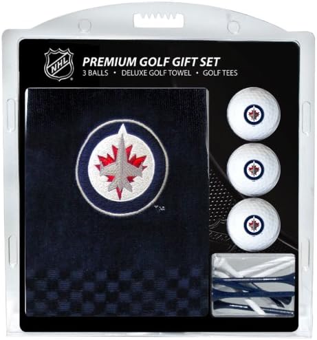 Team Golf NHL Gift Gift Set Toalha de golfe bordada, 3 bolas de golfe e 14 camisetas de golfe 2-3/4 Regulação, toalha de três dobras 16 x 22 e algodão