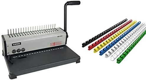 Máquina de ligação Rayson SD1202 com conjunto de pentes e 100pcs de espinhos de ligação de pente multicolor de 1/4 - fichário