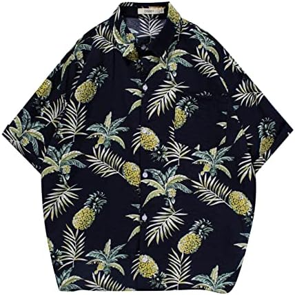 BMISEGM Summer Grande e Alto Camisas para Men Casual Casual Floral Praia Praia Manga curta Button Down Glitter Shirt