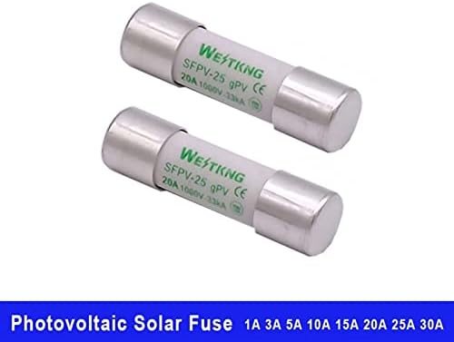 Hifasi 10pcs PV Solar Fuse 1000V DC 10 * 38mm 1a 3a 5a 10a 15a 20a 25a 30a para proteção do sistema de energia fotovoltaica