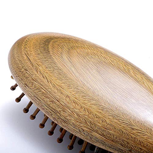 Usrastie Haden Hair pente de cabelo pincel de madeira Artigo natural Airbag de sândalo Combes de massagem （Green Sandalwood）