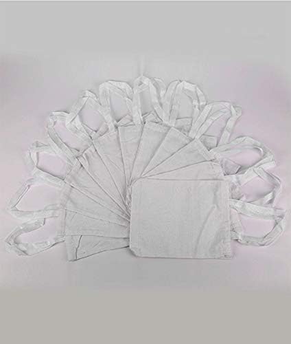 Diversão Central - 12 Pacote de bolsa de artesanato de algodão branco | a granel | Sacolas de sacolas e artesanato