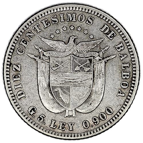 1904 P KM#3 VASCO NUNEZ DE BALBOA Silver 10 centesimos Vendedor bom