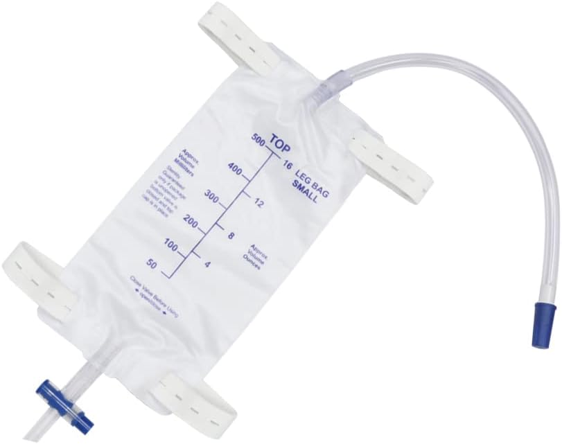 Saco de drenagem de urina, 500-1000ml com válvula anti-refluxo, tubo de silicone
