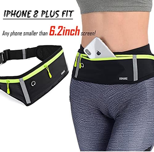 Ushake Slim Running Belt, treino Fanny Pack for Men Mulher, Exercício Pacote de cintura para Apple iPhone titular, corredor corredor para correr acampamento de ciclismo acampamento