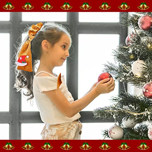 DinGion 6 PCs Scrunchies de Natal para o lenço de veludo de cabelo com acessórios de proa de fita elástica Trey Holiday Ponytail Holder Xmas Women Girl, 1,0 contagem