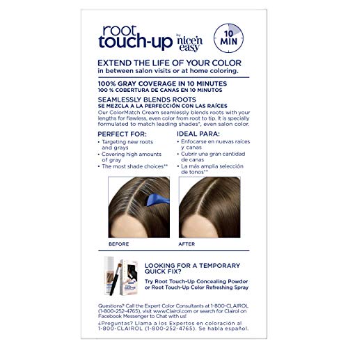 Raiz de Clairol Touch-up por Nice'n Easy Permanent Hair Dye, 5 cor de cabelo castanho médio, embalagem de 1