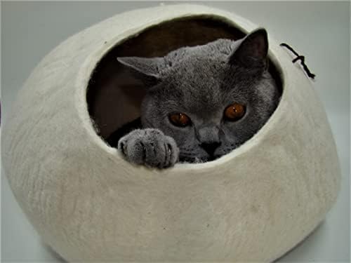 Caverna de gato de lã feltrada genérica, cama de gato ecológica, amigável, luxuosa, desenhos coloridos, elegantes,